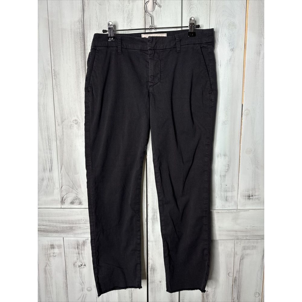 WOMENS‎ FRANK & EILEEN WICKLOW CHINO PANTS NAVY BLUE CROPPED RAW EDGE TWILL 4